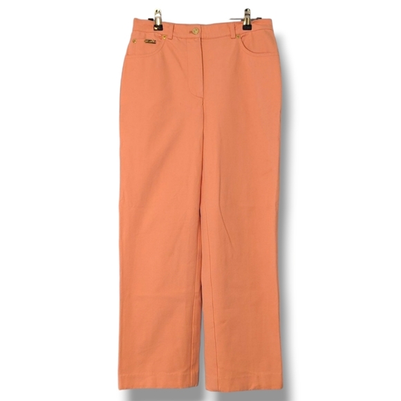 St. John Pants - St John Sport Pastel Peach Sorbet Easter Ankle Trouser Cotton Pants: Women's 6
